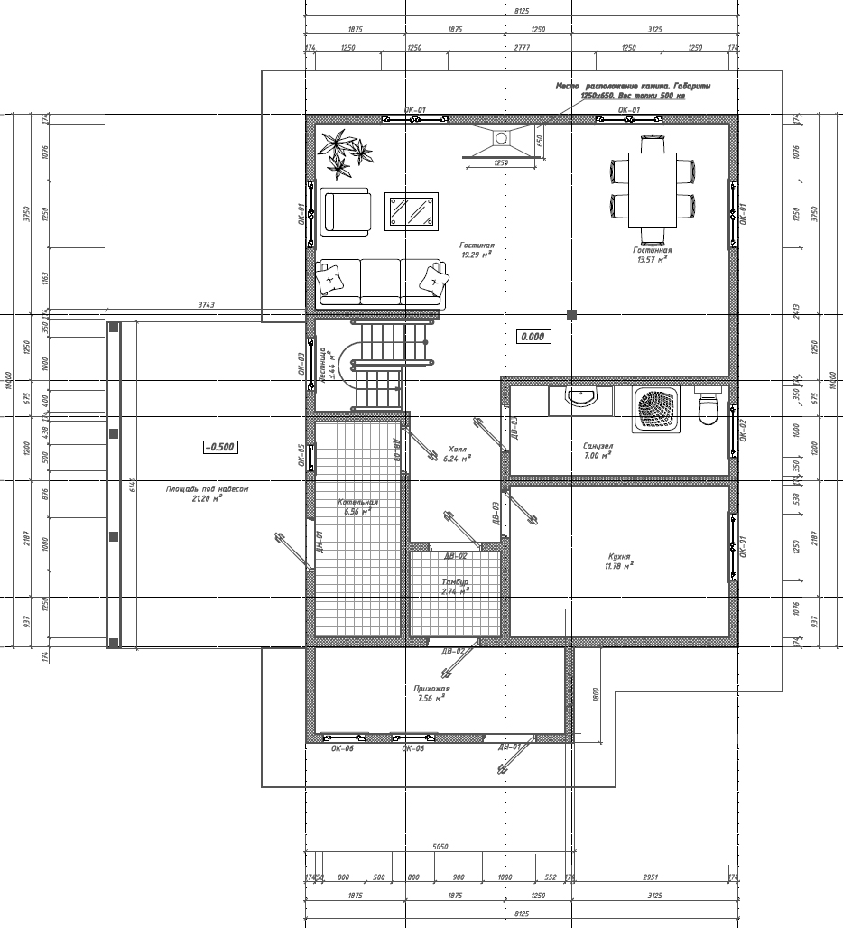 Дом из сип панелей с навесом под автомобиль 191 м²