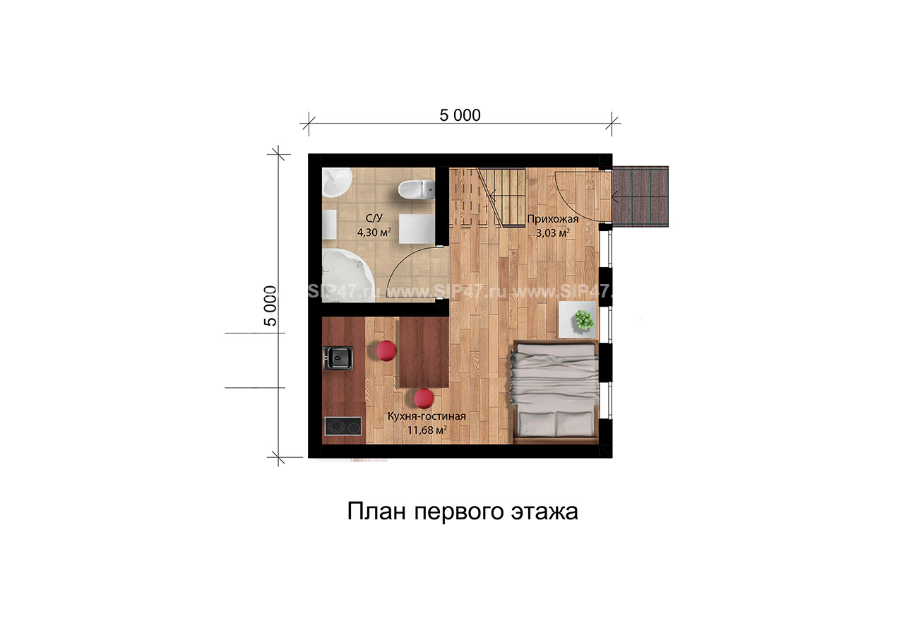 Дом из сип панелей 35 м²